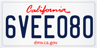 CA license plate 6VEE080