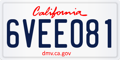 CA license plate 6VEE081