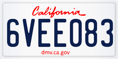 CA license plate 6VEE083