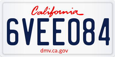 CA license plate 6VEE084