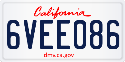 CA license plate 6VEE086