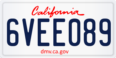 CA license plate 6VEE089