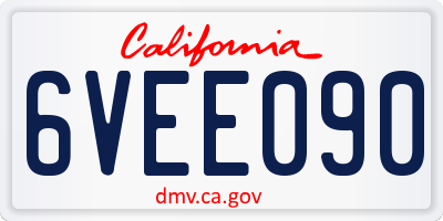 CA license plate 6VEE090
