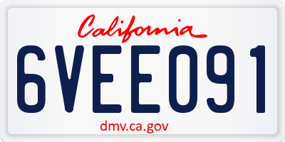 CA license plate 6VEE091