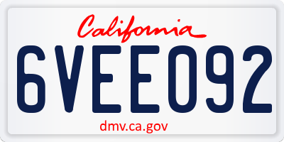 CA license plate 6VEE092