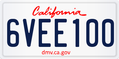 CA license plate 6VEE100