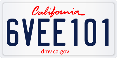 CA license plate 6VEE101