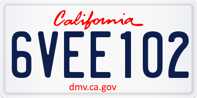 CA license plate 6VEE102