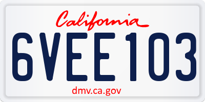 CA license plate 6VEE103