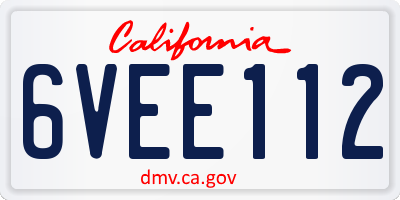 CA license plate 6VEE112