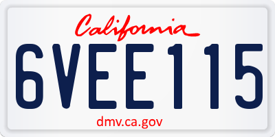 CA license plate 6VEE115