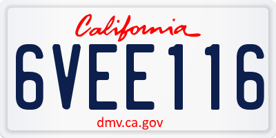 CA license plate 6VEE116