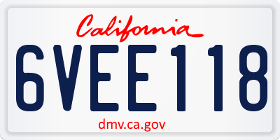 CA license plate 6VEE118