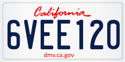 CA license plate 6VEE120