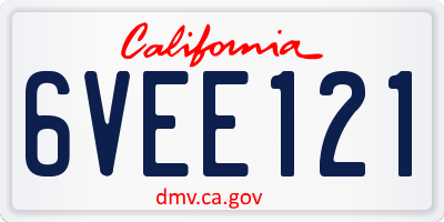 CA license plate 6VEE121