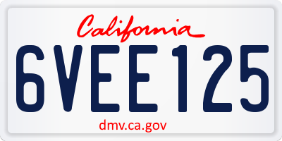 CA license plate 6VEE125