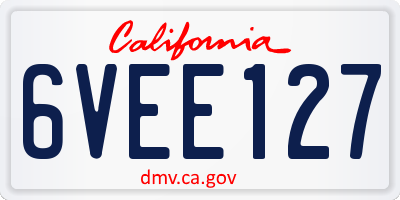 CA license plate 6VEE127