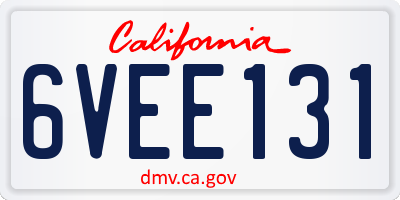 CA license plate 6VEE131