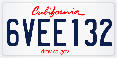 CA license plate 6VEE132