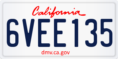 CA license plate 6VEE135