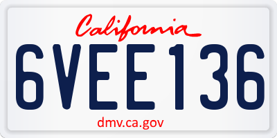 CA license plate 6VEE136