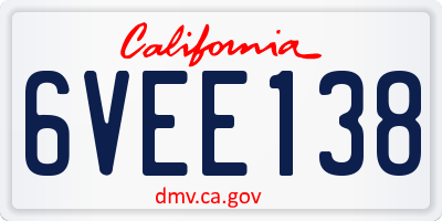 CA license plate 6VEE138