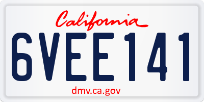 CA license plate 6VEE141