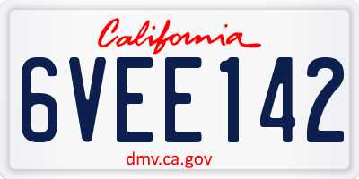 CA license plate 6VEE142
