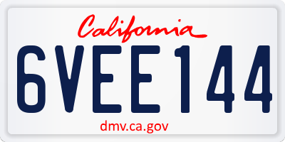CA license plate 6VEE144