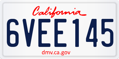 CA license plate 6VEE145