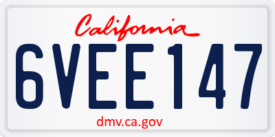 CA license plate 6VEE147
