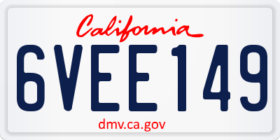CA license plate 6VEE149