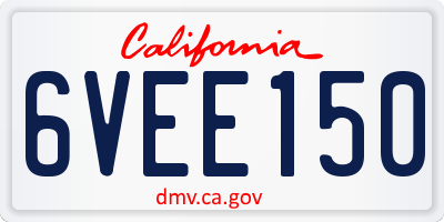 CA license plate 6VEE150