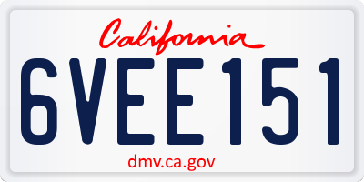 CA license plate 6VEE151