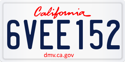 CA license plate 6VEE152