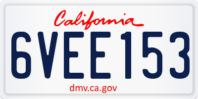 CA license plate 6VEE153