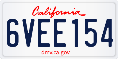 CA license plate 6VEE154