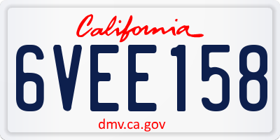 CA license plate 6VEE158