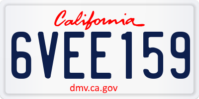 CA license plate 6VEE159