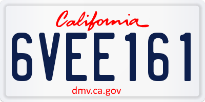 CA license plate 6VEE161