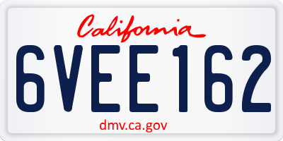 CA license plate 6VEE162