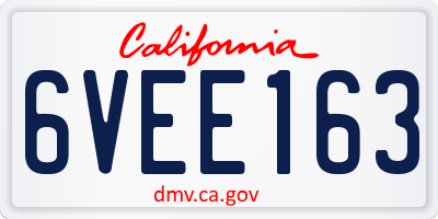 CA license plate 6VEE163