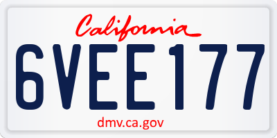 CA license plate 6VEE177