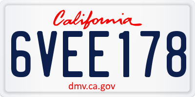 CA license plate 6VEE178