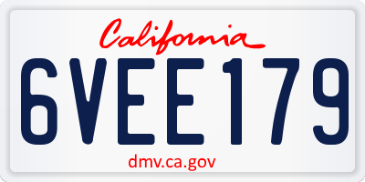 CA license plate 6VEE179