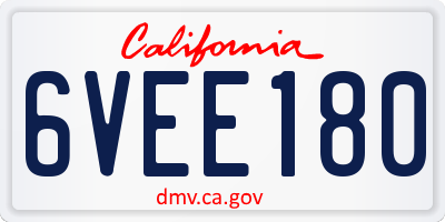 CA license plate 6VEE180