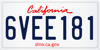 CA license plate 6VEE181