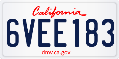 CA license plate 6VEE183