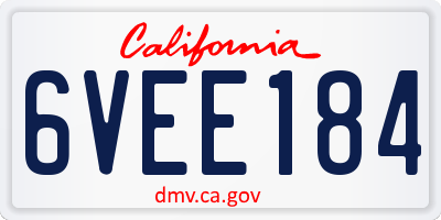 CA license plate 6VEE184