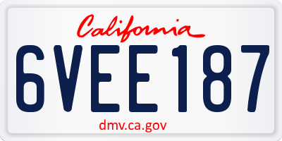 CA license plate 6VEE187